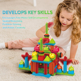 Contixo kids build together with bristle tiles to boost teamwork.