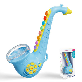 Contixo KT1 blue digital Saxaboom toy saxophone with lights for interactive learning and play.