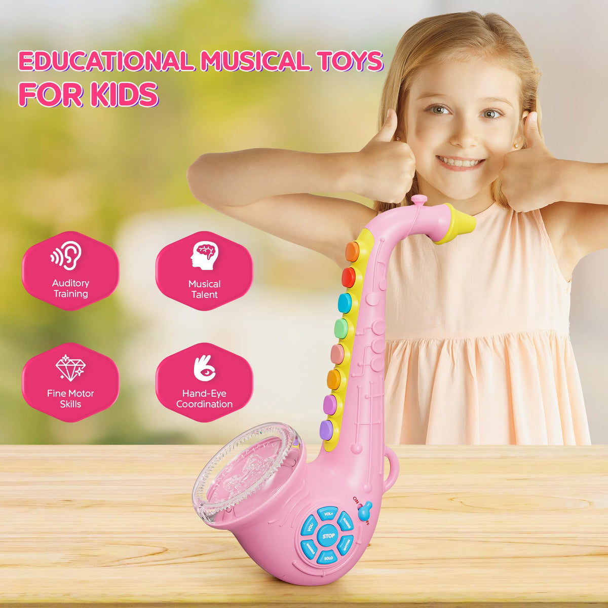 Contixo KT1 Saxaboom toy offers 8 tunes and 6 melodies for kids.