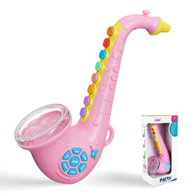 Contixo KT1 toy saxaboom pink with lights and sounds to spark toddler music play.