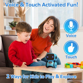 Contixo R1 blue touch sensor interaction, supports hands-on exploration and learning
