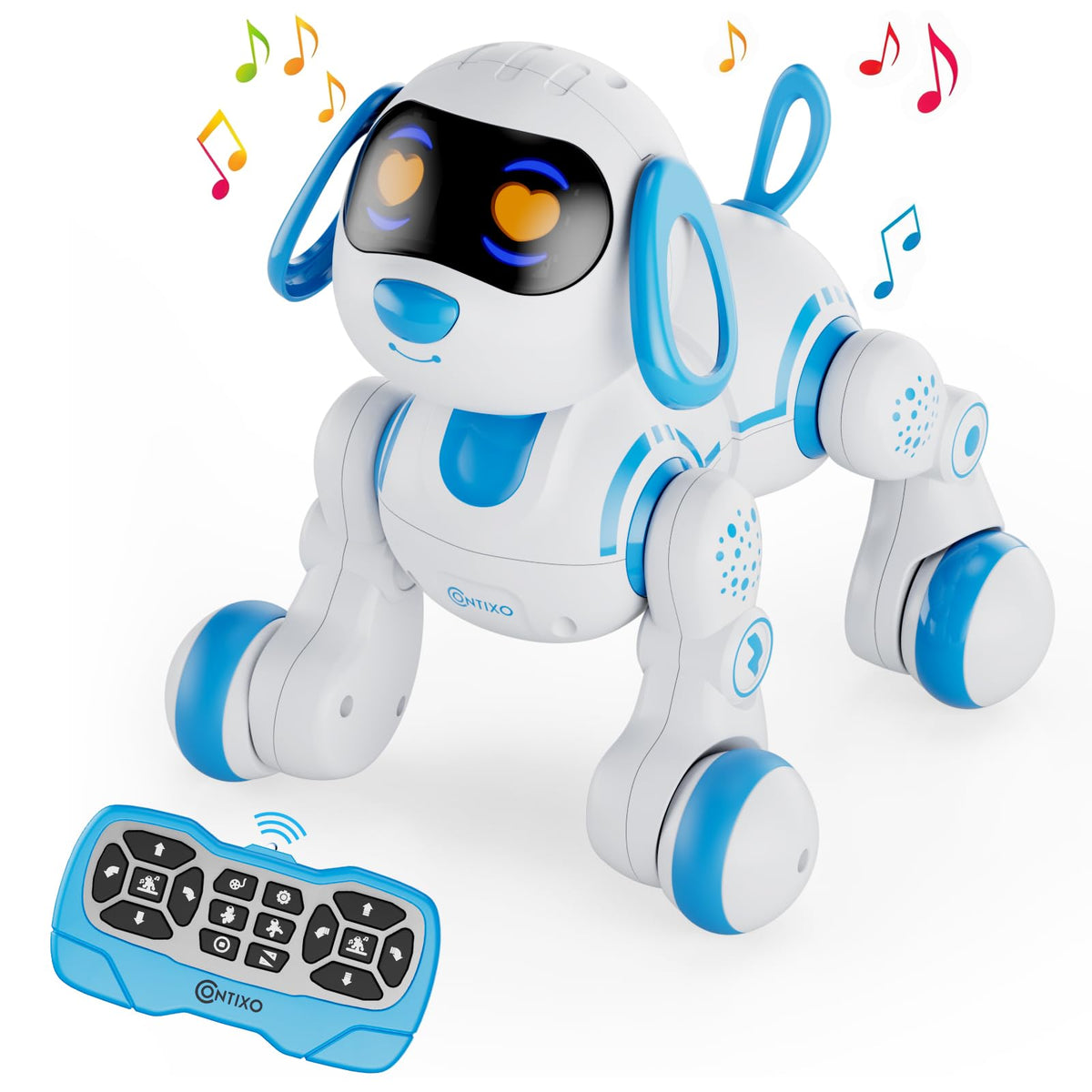 Contixo R3 robot dog dancing to entertain kids during playtime.