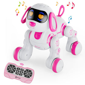 Contixo R3 robot dog in pink ready for interactive play and companionship.