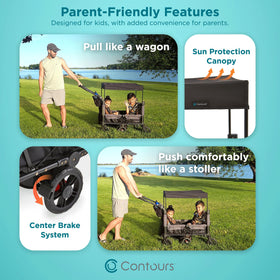 Contours Curve 360 adjustable-height handle and multiple pockets.