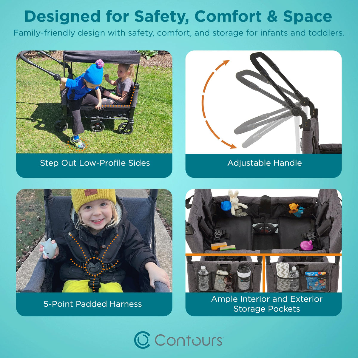 Contours Curve 360 deep footwell offers extra legroom for comfort.