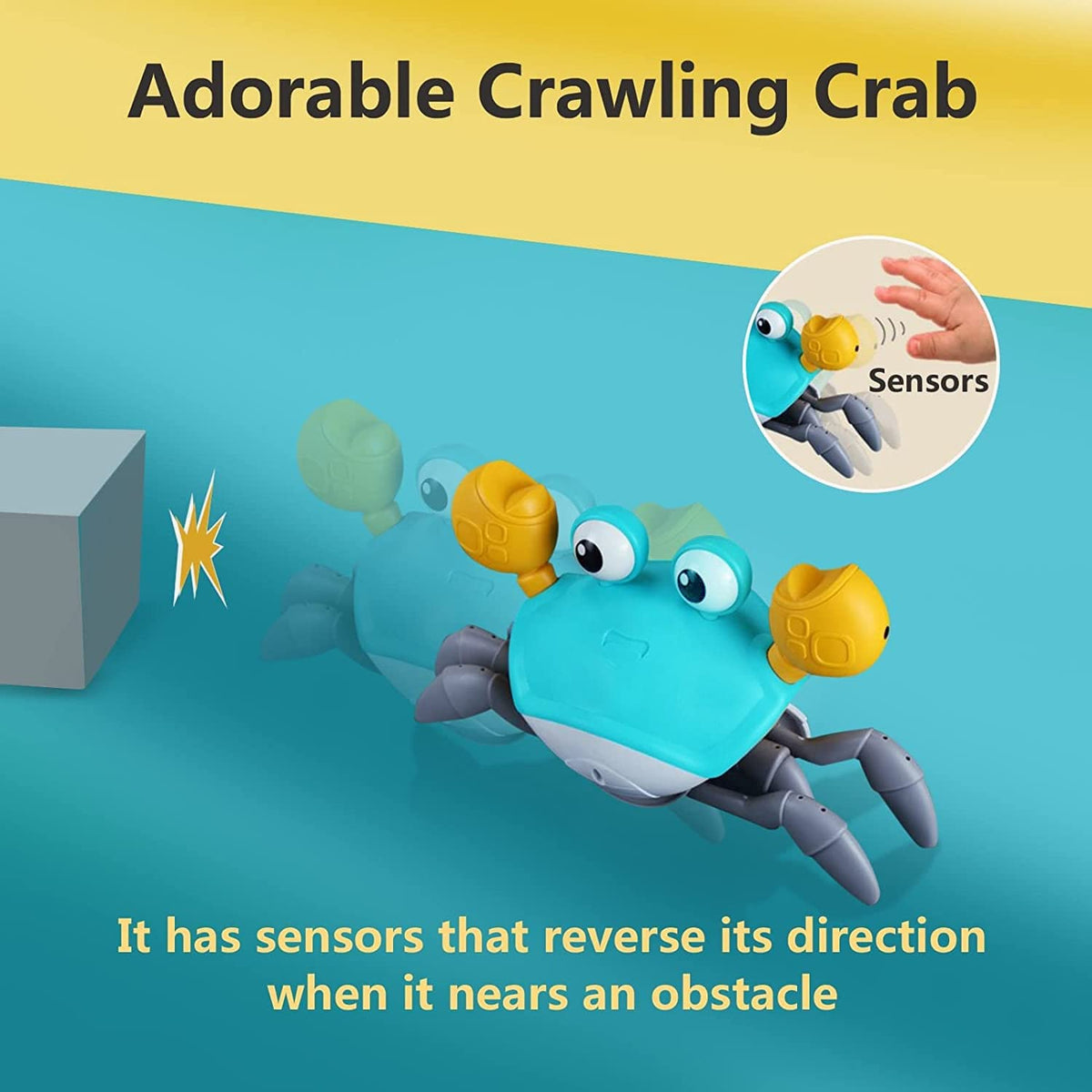 Control Future Crawling Crab Toy during tummy time promotes neck movement and attention