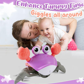Control Future crawling crab toy delights siblings and pets during family time.