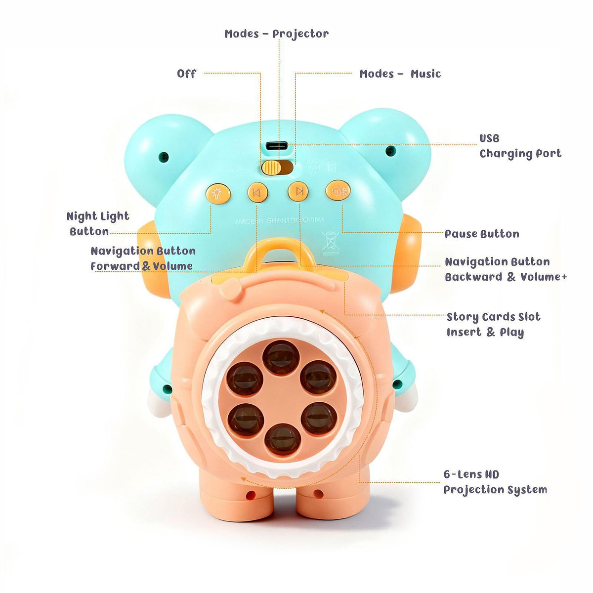 Control Future Little Bear Story Dream Projector compact design fits rooms