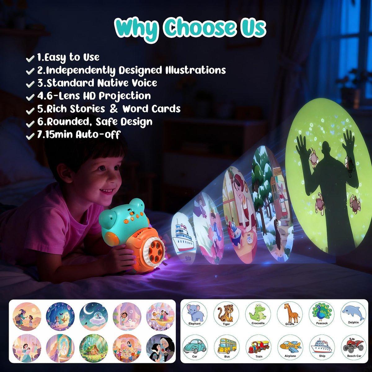 Control Future Little Bear Story Dream Projector with child-friendly design and bright projection