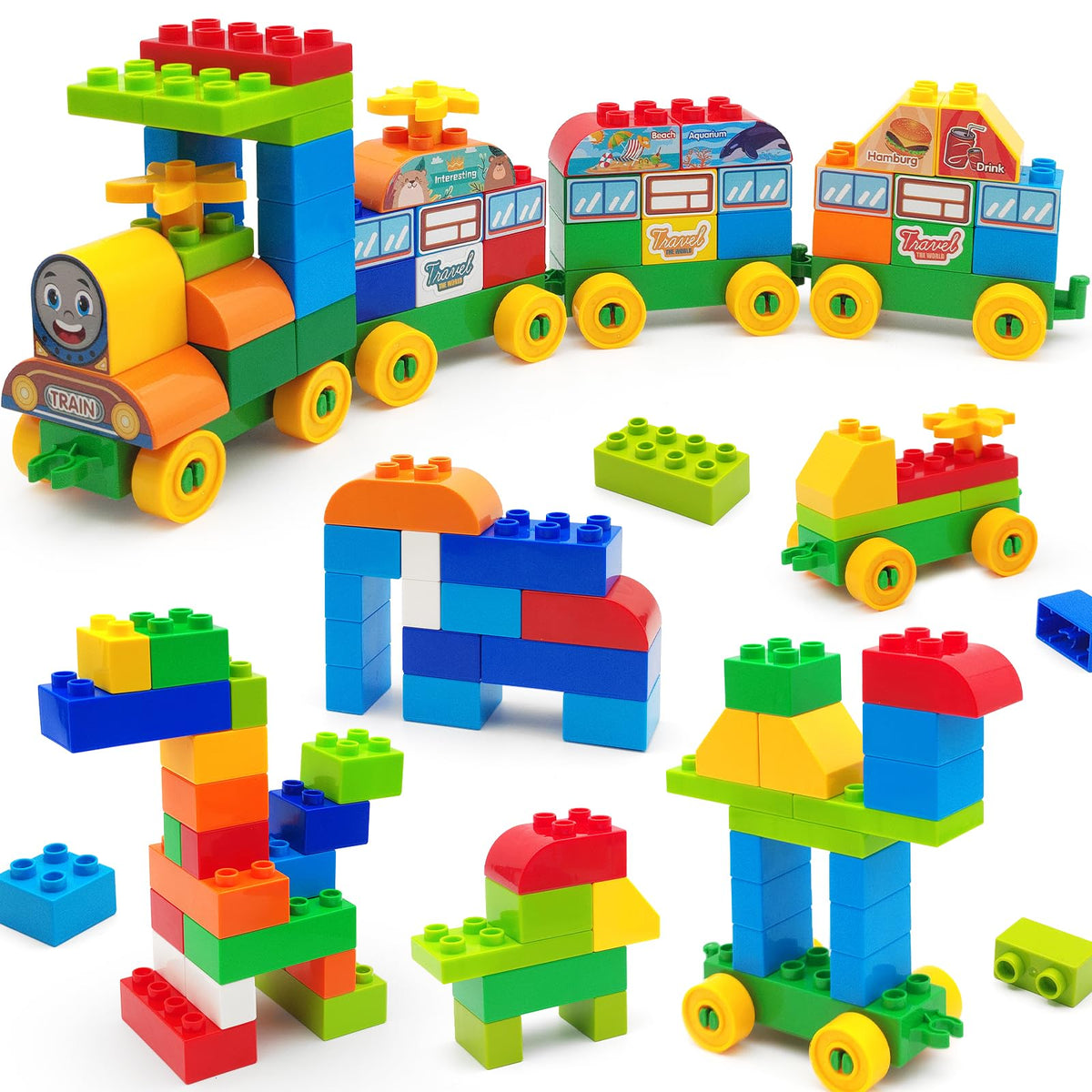 CONVENTEJOY 90-pcs classic blocks set for toddlers with bright colors for creative play.