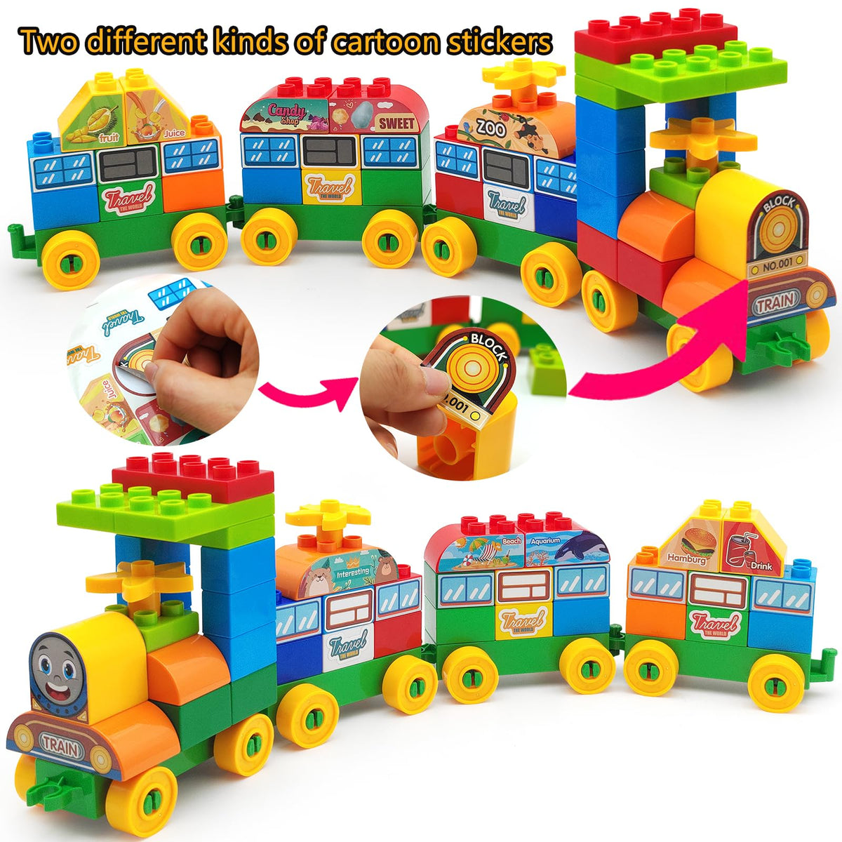 CONVENTEJOY city-train and animal builds inspire storytelling and fine motor practice.