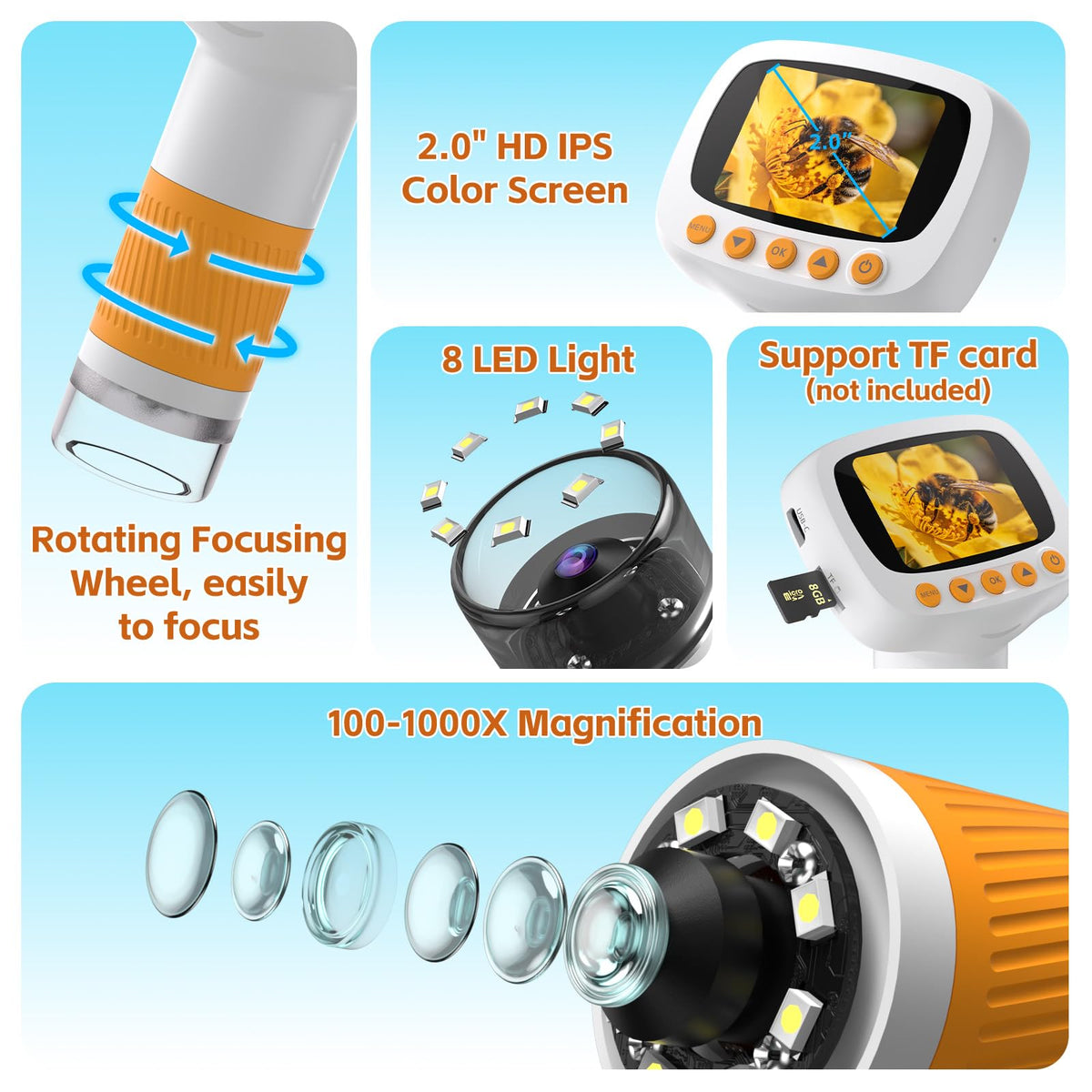 coobest 1000x magnification dial reveals tiny details