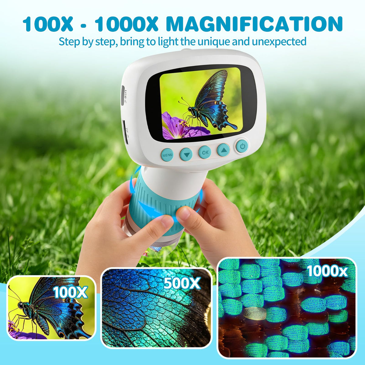 Coobest 1000x magnification with precision focus for sharp details