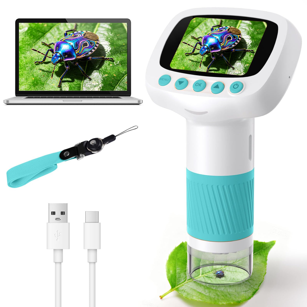 Coobest pocket kids microscope with a 2-inch screen for real-time observation