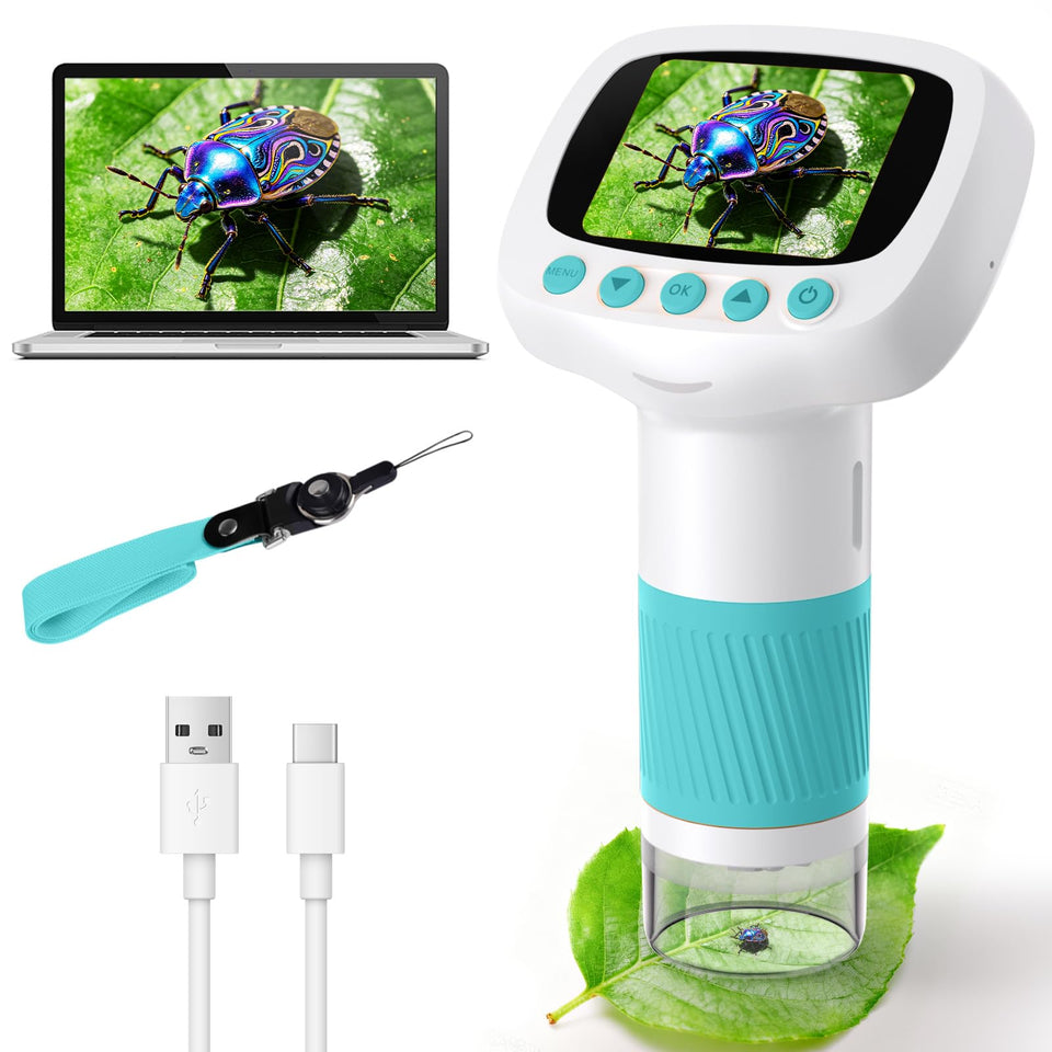 Coobest pocket kids microscope with a 2-inch screen for real-time observation