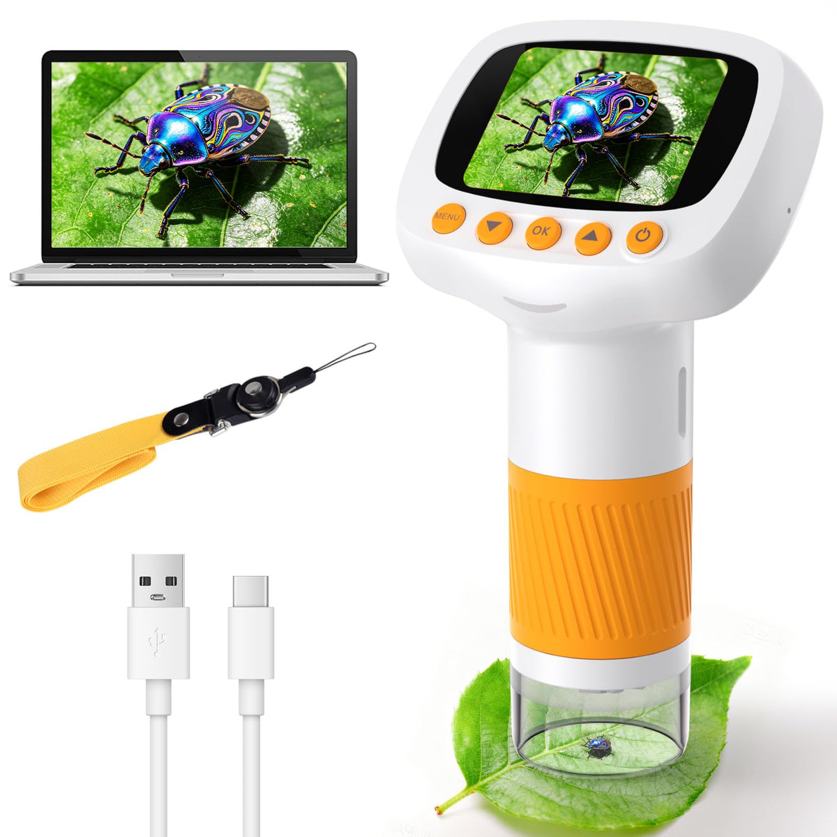 coobest pocket kids microscope with anti-lost lanyard for safe outdoor study