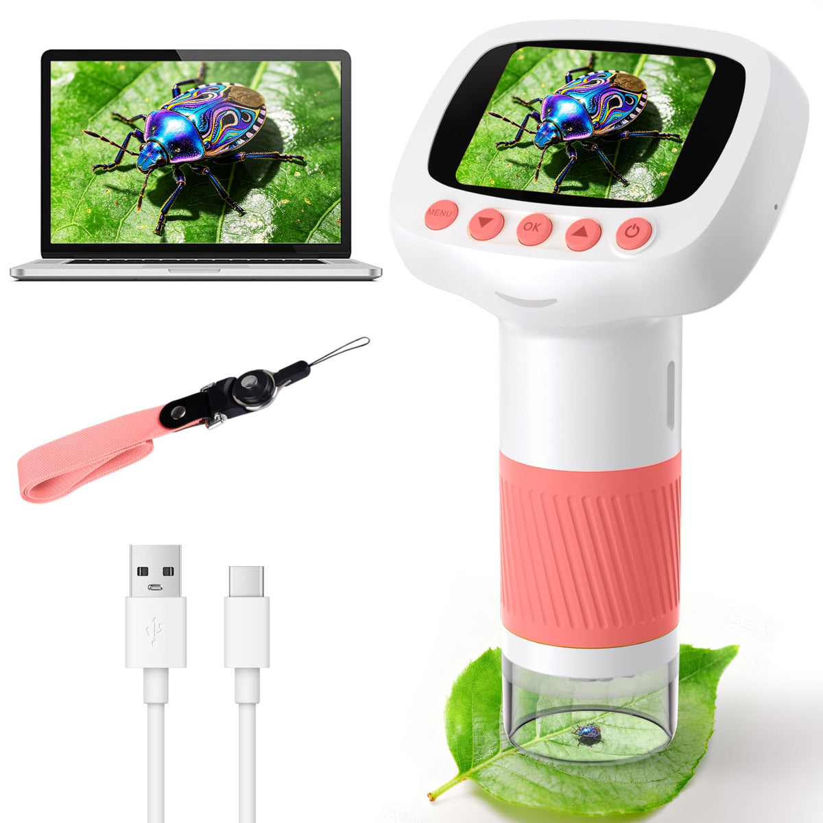 coobest pocket kids microscope, palm-sized body, invites independent exploration.