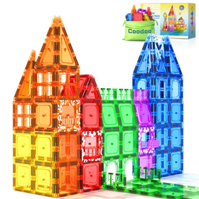 Coodoo 60pcs magnetic tiles rainbow bricks for open-ended construction play