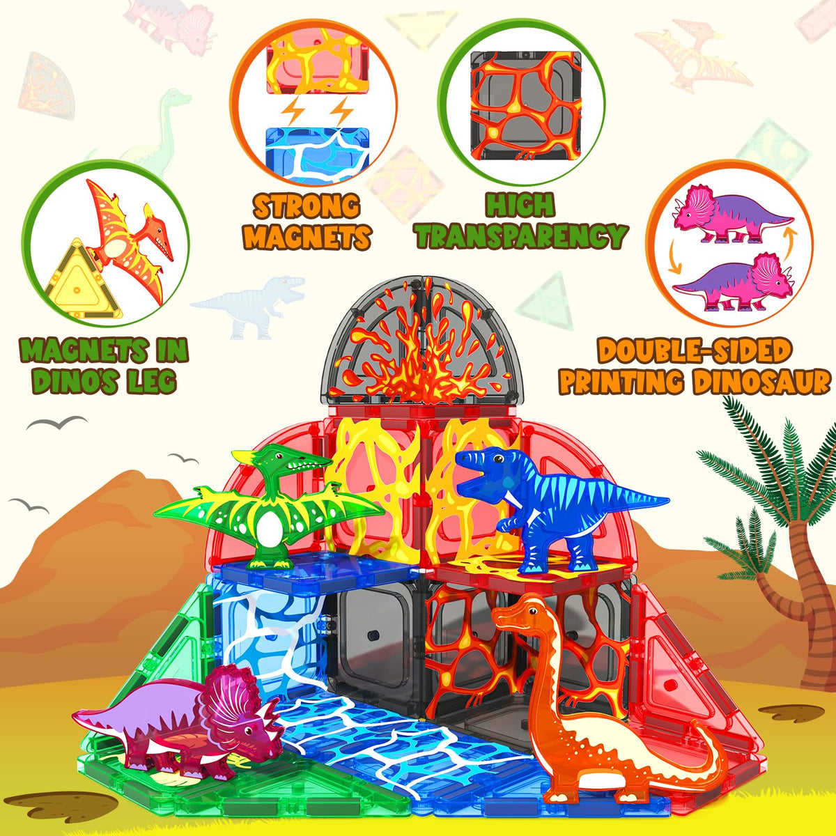 Coodoo Durable magnets ensure safe, lasting construction during dinosaur adventures.