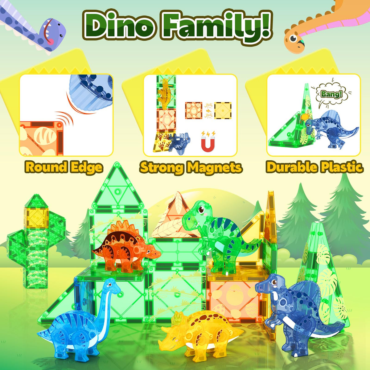 Coodoo Dinosaur Tiles featuring Triceratops for hands-on exploration