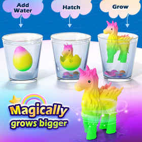 Coodoo growing unicorn inside egg transformation delights kids during play