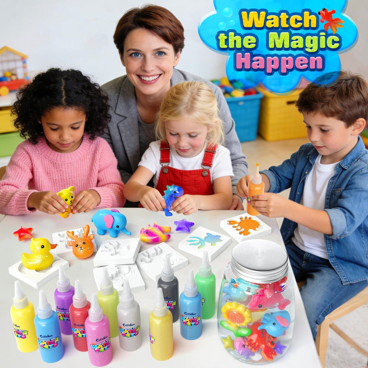 Gloves and tools from Coodoo kit support neat, mess-free crafting.