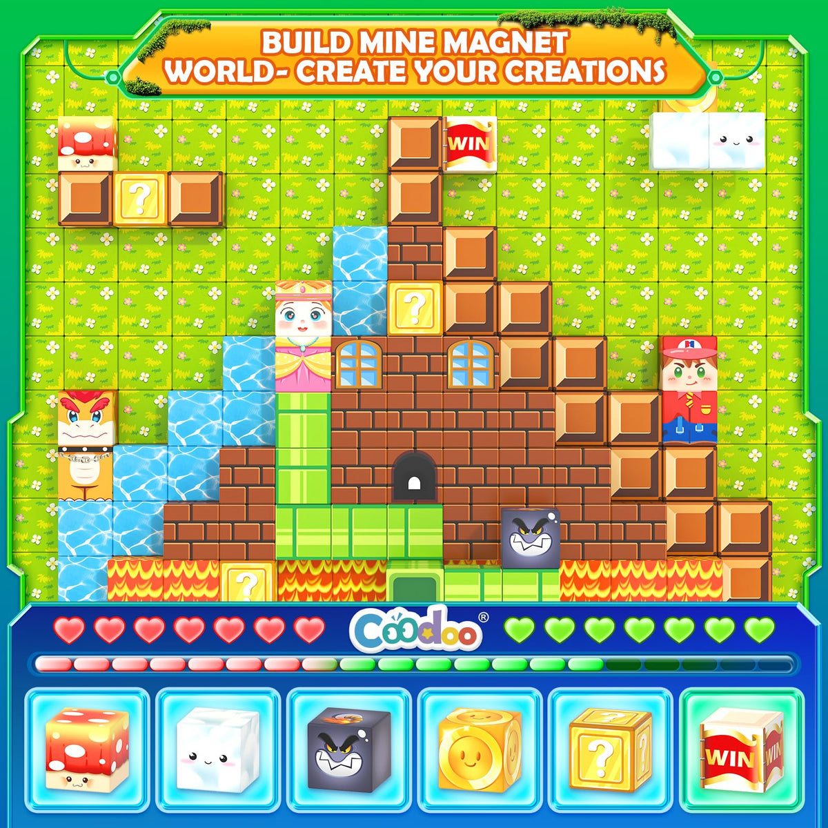 Coodoo blocks compatible with standard 0.8-inch blocks for expandable play