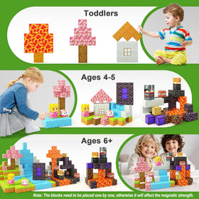Coodoo blocks with eight magnets per cube increase stability during open-ended construction