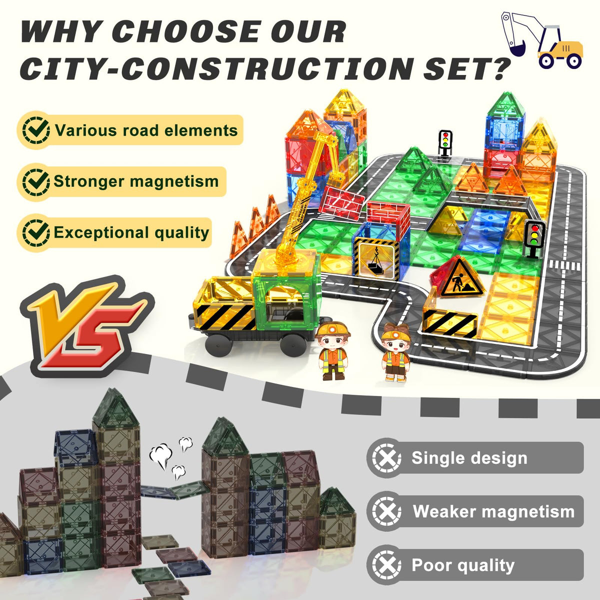Coodoo magnetic crane telescopes and rotates for lifting road tiles