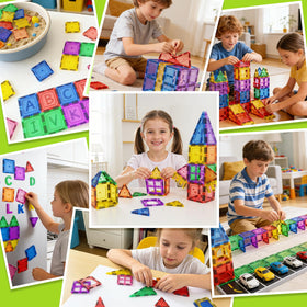 Coodoo magnetic tiles classroom set ready for group learning