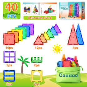 Coodoo magnetic tiles cross-fix design strengthens tiles for heavy play