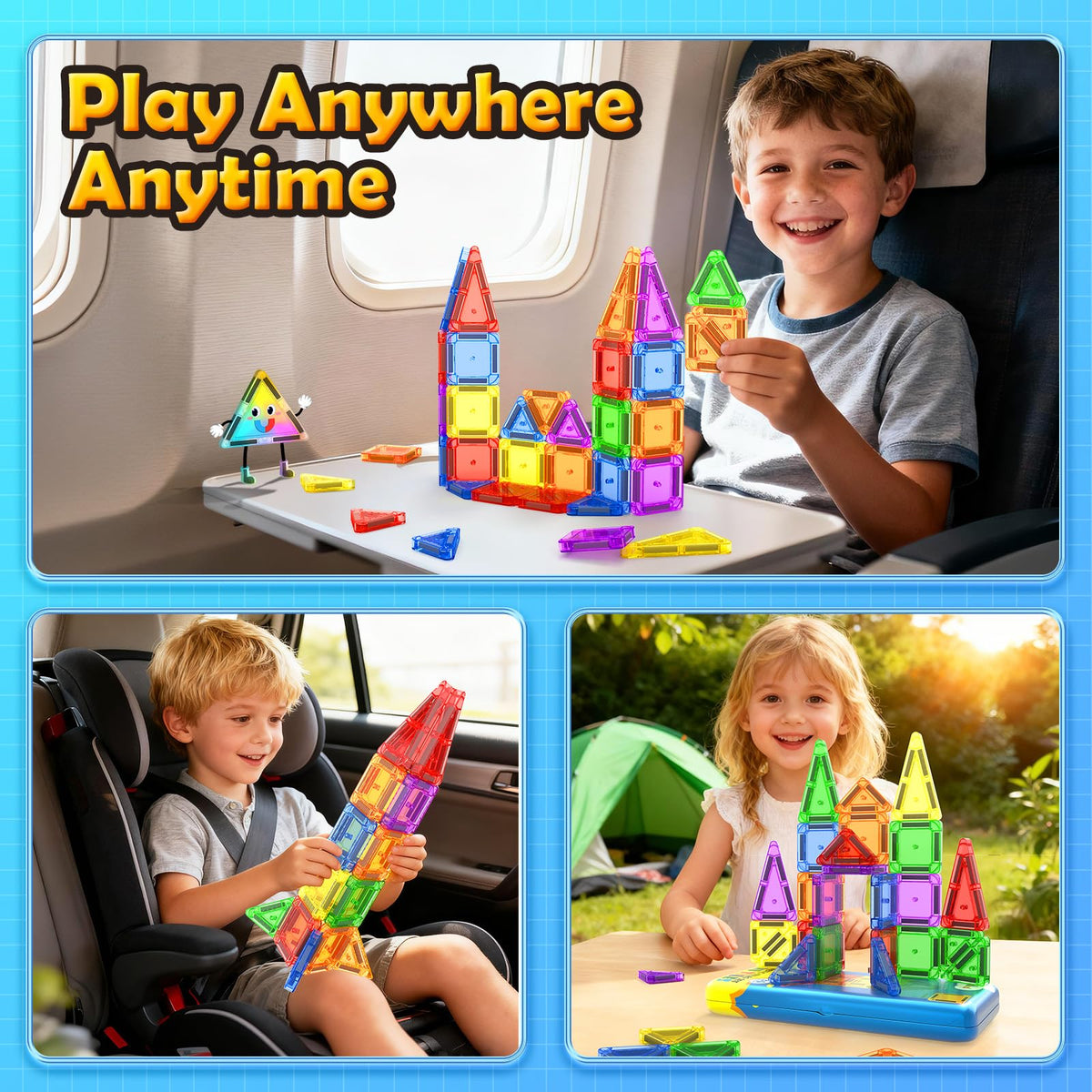 Coodoo magnetic tiles safe, durable tin set for curious toddlers.