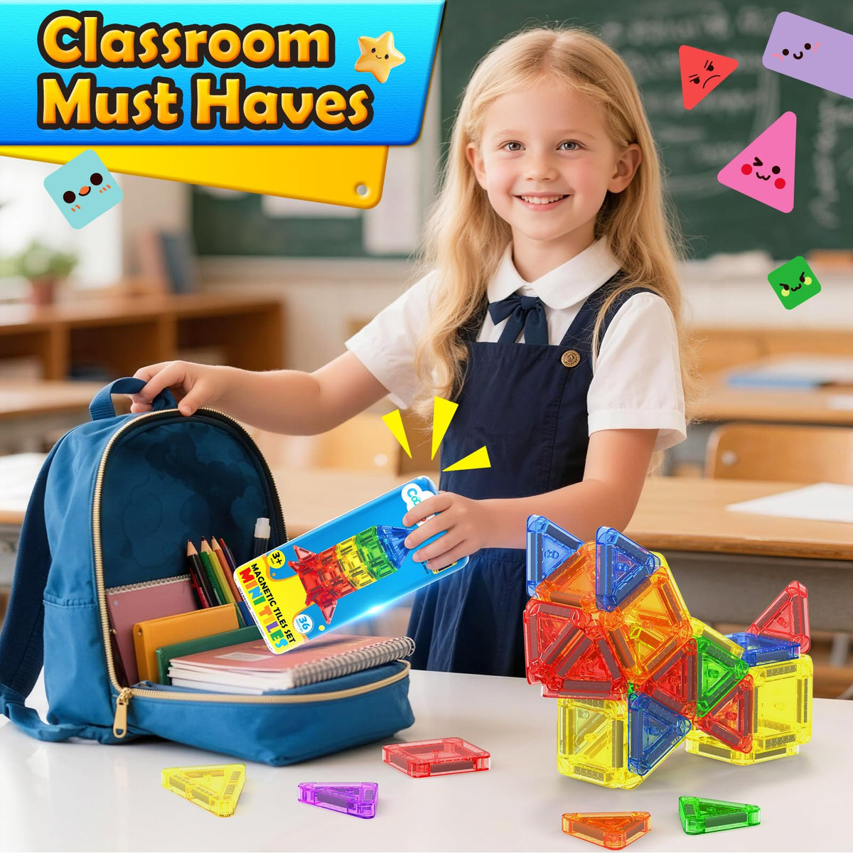 Coodoo magnetic tiles shapes variety supports color and geometry exploration.