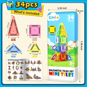 Coodoo tiles snap shut case for easy cleanup and organization.