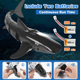 Coodoo Shark Toy, remote-right view, responsive control for kids' swimming fun.