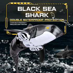Coodoo Shark Toy in swimming action, clear, smooth movement in water.
