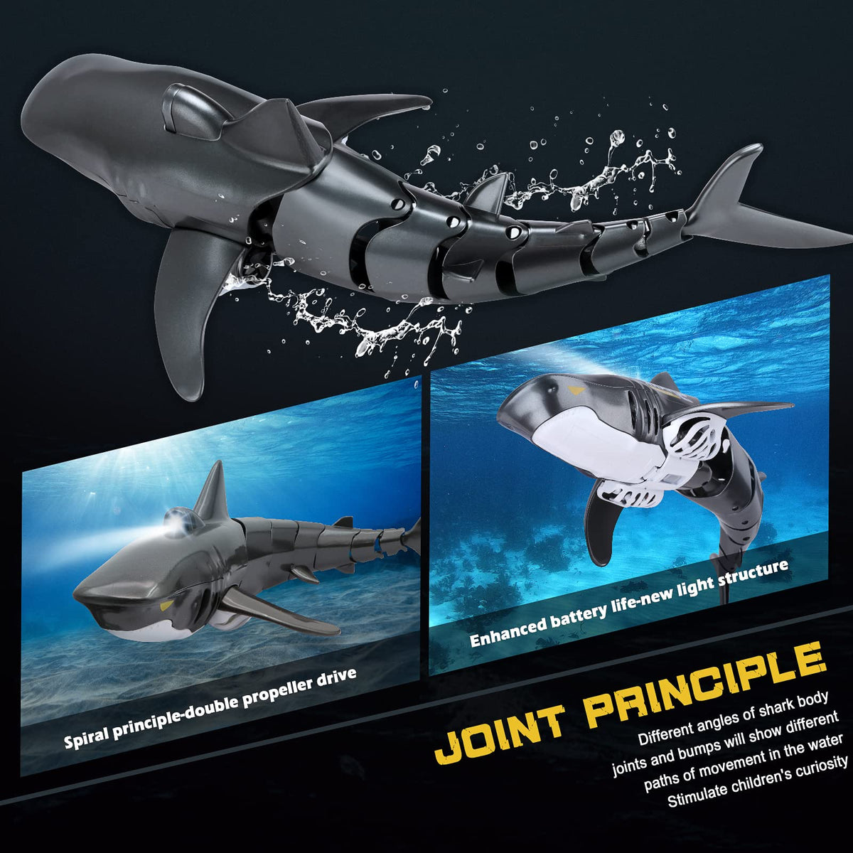 Coodoo Shark Toy USB charging, convenient recharge after fun sessions.