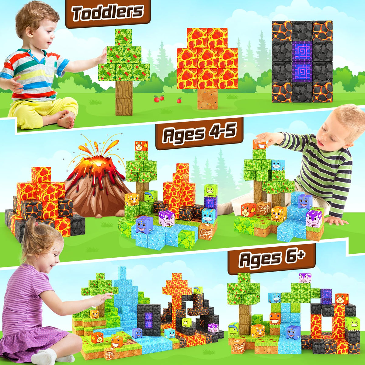 Coodoo volcano dinosaur scene inspires eruptive, open ended play