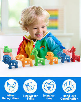 Coogam ABC letters portable drawstring bag keeps pieces organized