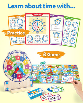 Coogam analog-digital time learning tool for preschoolers with hands-on activities.