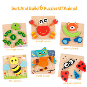 Coogam animal shape puzzles in bright colors to engage toddlers.