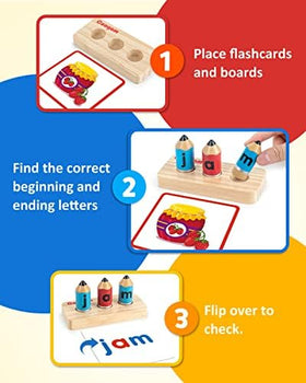 Coogam blue consonant and red vowel pencil letters for color-coded learning.