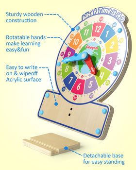 Coogam classroom and homeschool-friendly wooden clock for flexible learning.