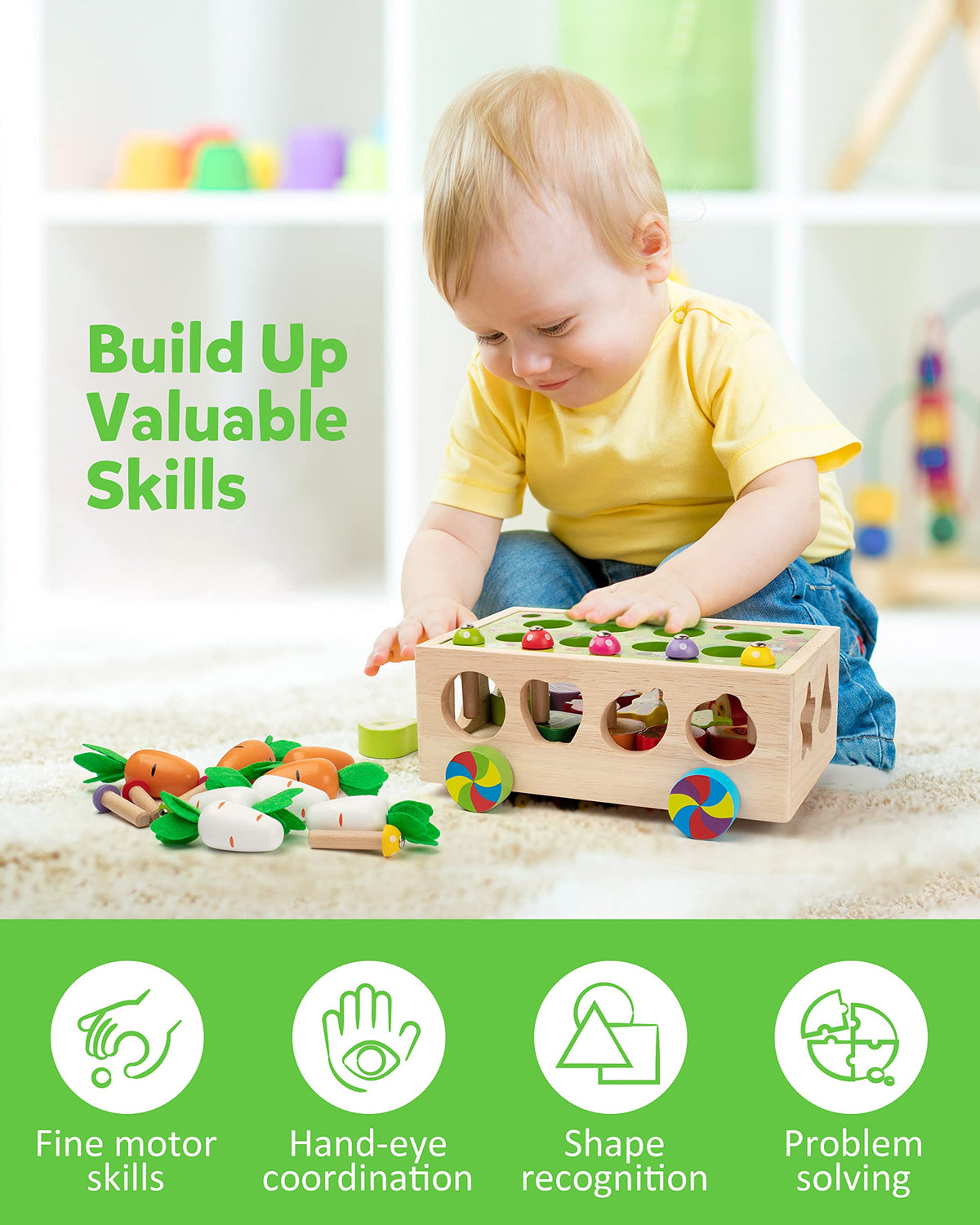 Coogam colorful mushrooms ideal for sorting activities and sensory play.