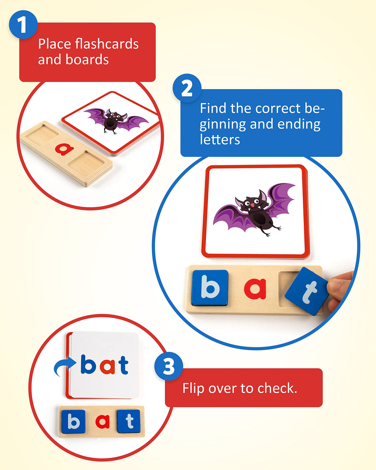 Coogam CVC phonics flashcards with pictures support word building