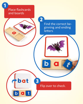 Coogam CVC phonics flashcards with pictures support word building