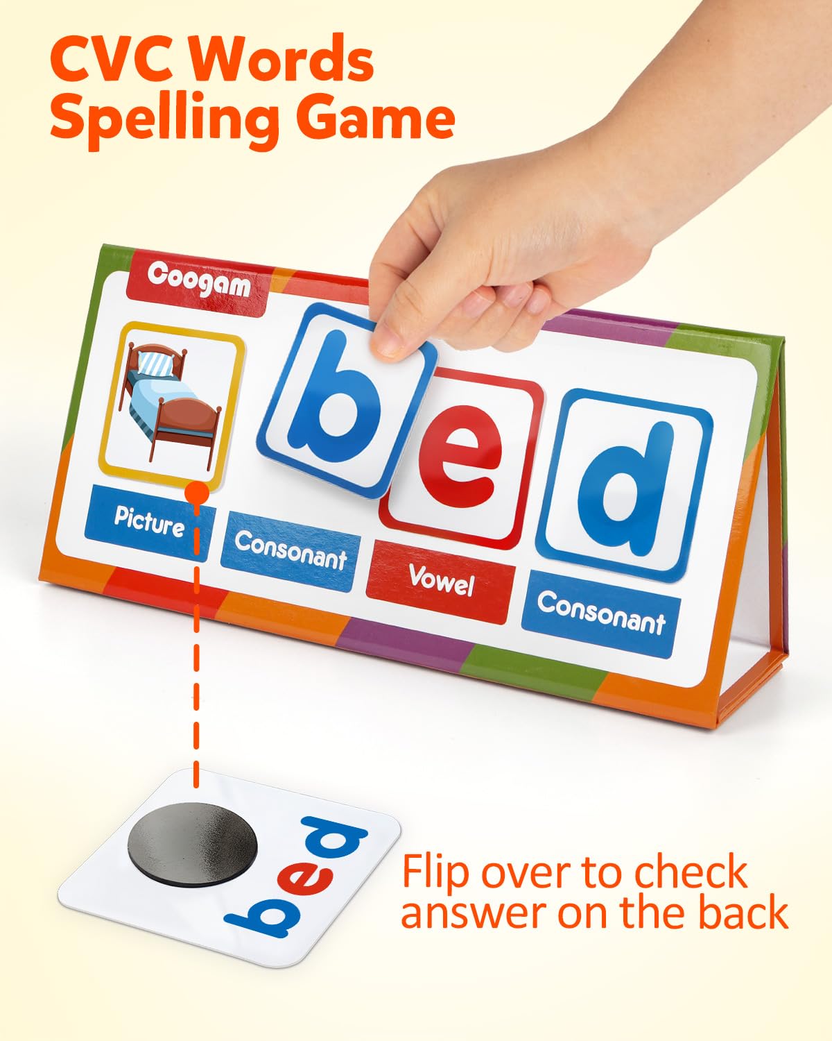 Coogam CVC Word Builder flashcards with illustrations for phonics