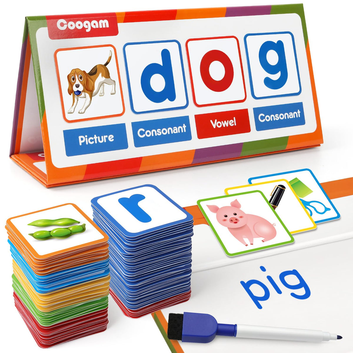Coogam CVC Word Builder magnetic cards to spark word building