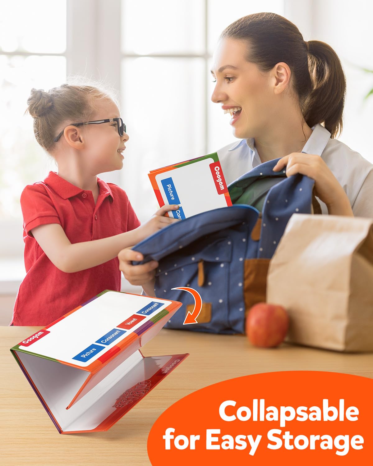 Coogam storage drawstring bag keeps flashcards and markers organized