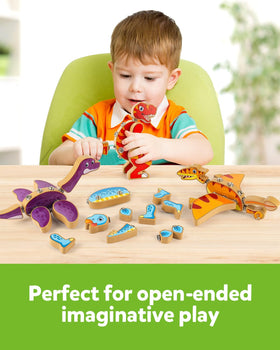 Coogam dinos snap together easily to support early construction skills.